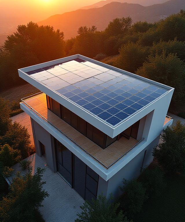 Vista aerea di installazione solare di design